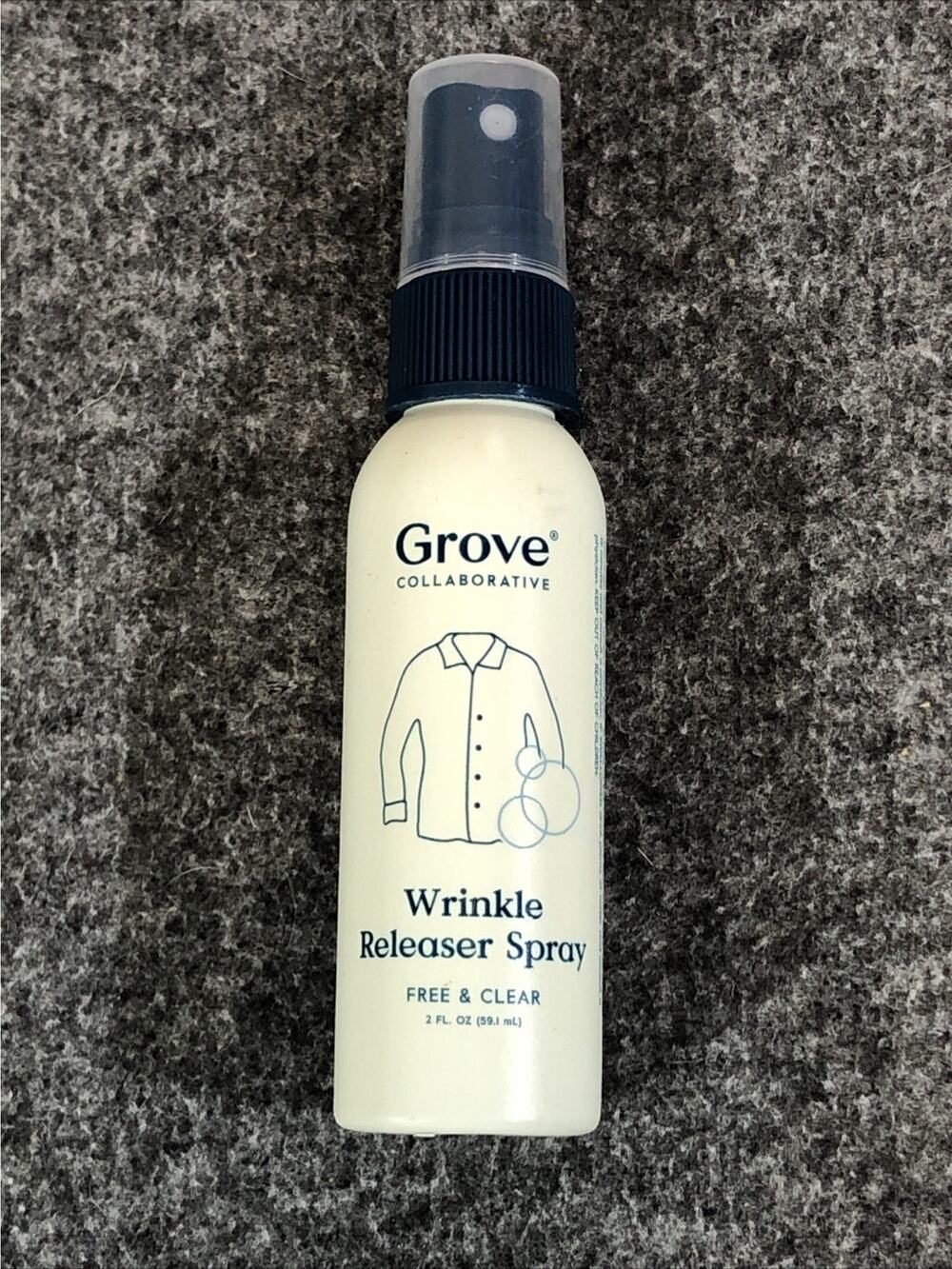 Grove Wrinkle Releaser Fabric Spray, Free Clear, 2 Fl. Oz Trial & Travel Size